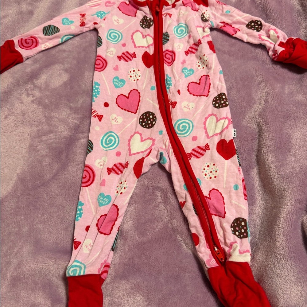 Little Sleepies Pink and Red Candy Print Onesie